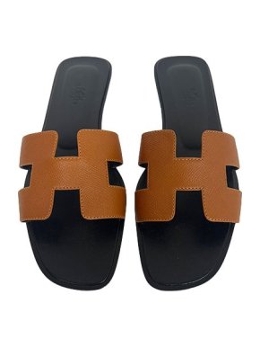 Hermes Gold Epsom Oran Sandals