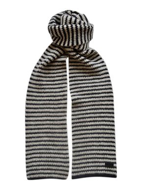Saint Laurent Black & white striped mohair-blend scarf