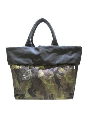 Prada Camouflage & black nylon reversible Tessuto tote bag