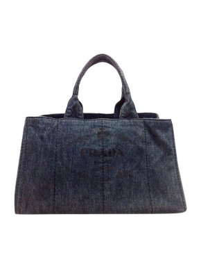 Prada Blue denim Canapa Logo tote bag