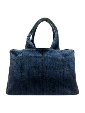 Prada Blue denim Canapa Logo tote bag