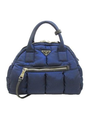 Prada Blue nylon Tessuto Bomber Boston bag