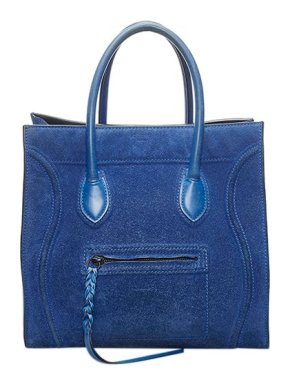 Celine Blue suede medium Phantom Luggage bag