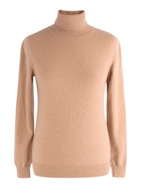 Beige cashmere roll neck jumper