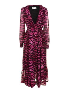 Michael Kors Pink Bengal Cat Wrap Dress