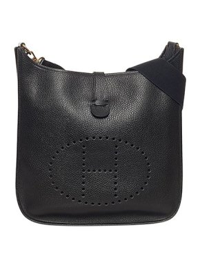 Hermes Black Clemence Leather Evelyne GM