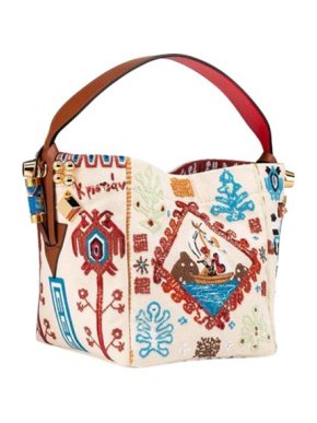 Dolce & Gabbana Cotton Loubi Frise embroidery & calf leather Greekaba Mini Tote Bag