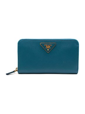 Prada blue Saffiano leather long wallet