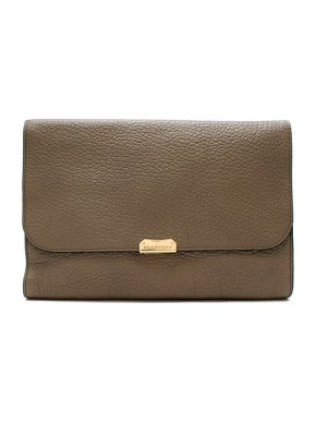 Burberry Heritage Signature Grey Leather Large Clutch