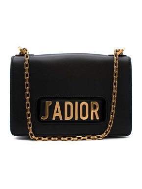Black Leather J'adior Flap Bag