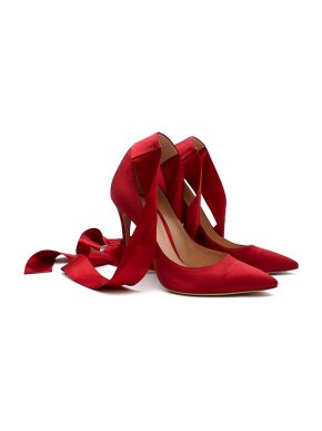 Gianvito Rossi Red Bow Satin Pumps