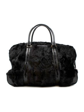 Burberry black goat fur travel bag