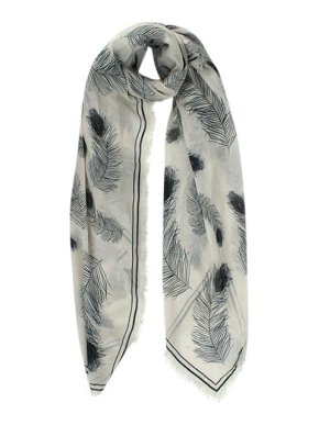 Alexander McQueen cream feather pattern modal scarf