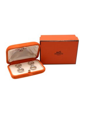 Hermes Folding Mors de filet Sterling Silver Cufflinks
