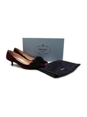 Prada Burgundy Bow Suede heels