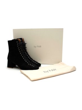 By Far Black Suede Lace-Up Ankle Boots