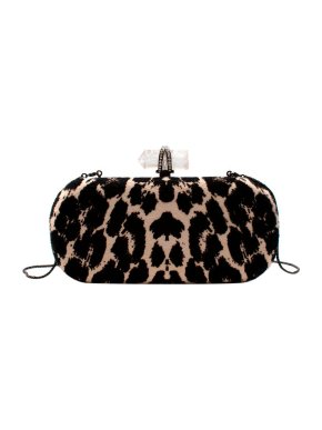 Marchesa Animal Print Calf Hair Clutch with Quartz Crystal Clasp
