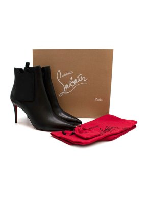 Christian Louboutin black leather point toe heeled booties