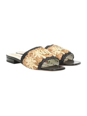 Gucci Jolie GG-plaque raffia slides