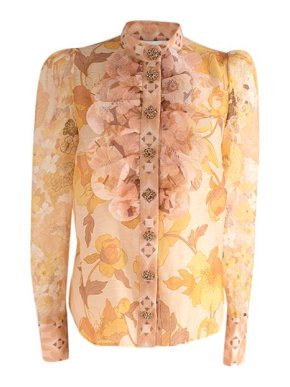 Zimmermann orange floral linen voile Tempo blouse