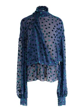 Magda Butrym Cali Velvet-dot Georgette Necktie Top