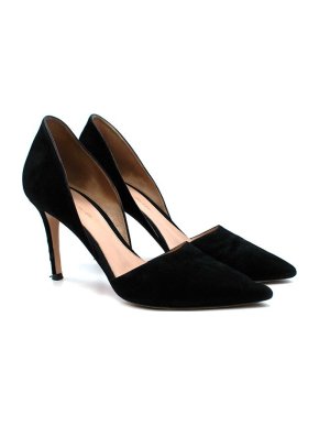 Gianvito Rossi Black Suede Lena D'orsay Pumps