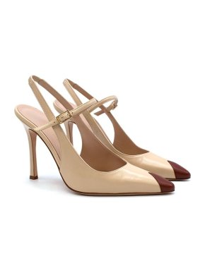 Alessandra Rich Contrast-Point Slingback Pumps