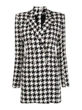 Balmain Houndstoth Double Breasted Blazer Mini Dress