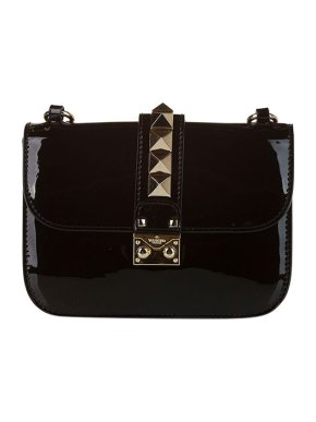 Valentino Garavani black patent Rockstud Glam Lock bag