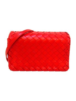 Bottega Veneta red Intrecciato leather crossbody bag