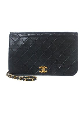Chanel vintage black leather flap bag