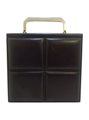 Bottega Veneta black leather embossed Rigid messenger bag