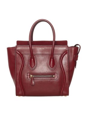 Celine burgundy leather Micro Luggage tote bag