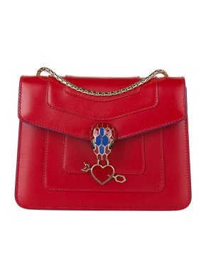 Bvlgari red leather Serpenti Forever Valentine bag
