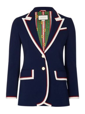 Gucci Navy Blazer with Grosgrain Trim