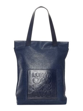 Loewe vintage navy leather Anagram embossed tote bag