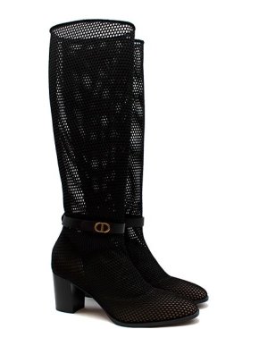 Dior black Airtex heeled long boots