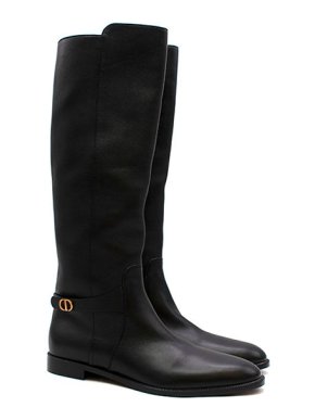 Dior black leather Empreinte long riding boots