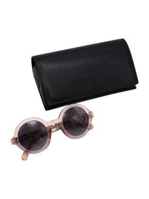 Chanel Logo Cut-Our Round Pink Sunglasses