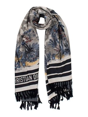Dior multicolour woven cotton Toile de Jouy shawl