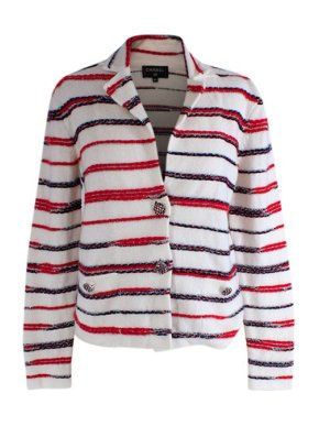 Chanel cream & red knitted cashmere jacket