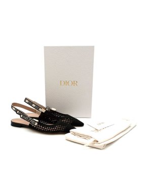 J'Adior black embroidered slingback flats
