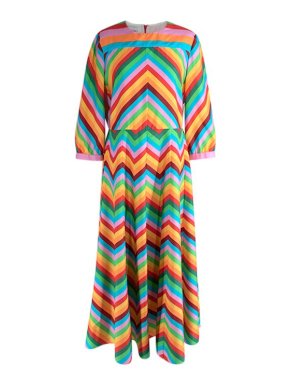 Valentino Garavani 1973 Rainbow Chevron Print Midi Dress