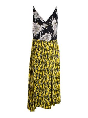Prada Floral Banana Print Silk Dress