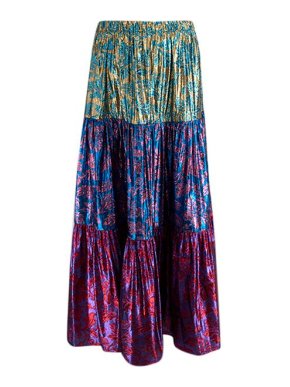 Gucci Metallic Floral Brocade Tiered Skirt