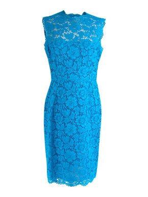 Valentino Garavani Blue Lace Sleeveless Fitted Dress
