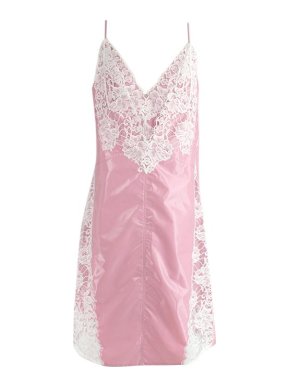 Calvin Klein 205W39NYC Lace-Trimmed Candy Pink Slip Dress