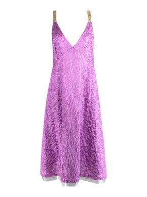 Rachel Comey Purple Metallic Textured Dress with Chain Mail Trims