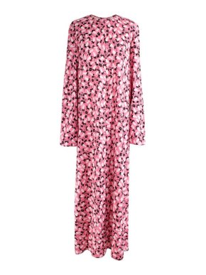 Marni Pink Crepe Printed Long Sleeve Dress