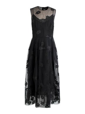 Simone Rocha Black Tulle Floral Embroidered Dress with Slip